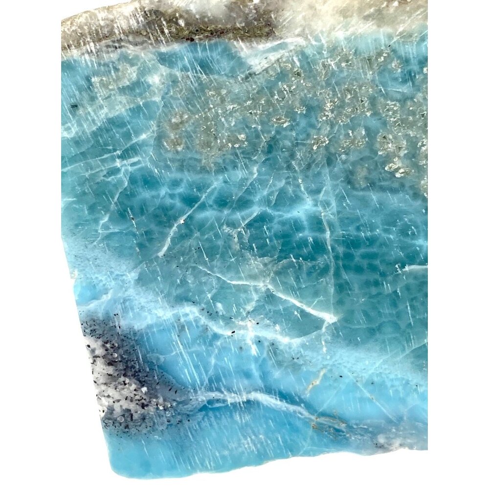 326g 11.5oz Larimar pectolite Dominican Natural Wedge Rare Slab Rock Mineral Gem - Picture 6 of 16
